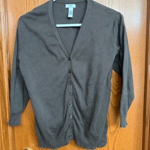 Vintage GAP Women's 3/4 Sleeve Brown Cardigan Sweater